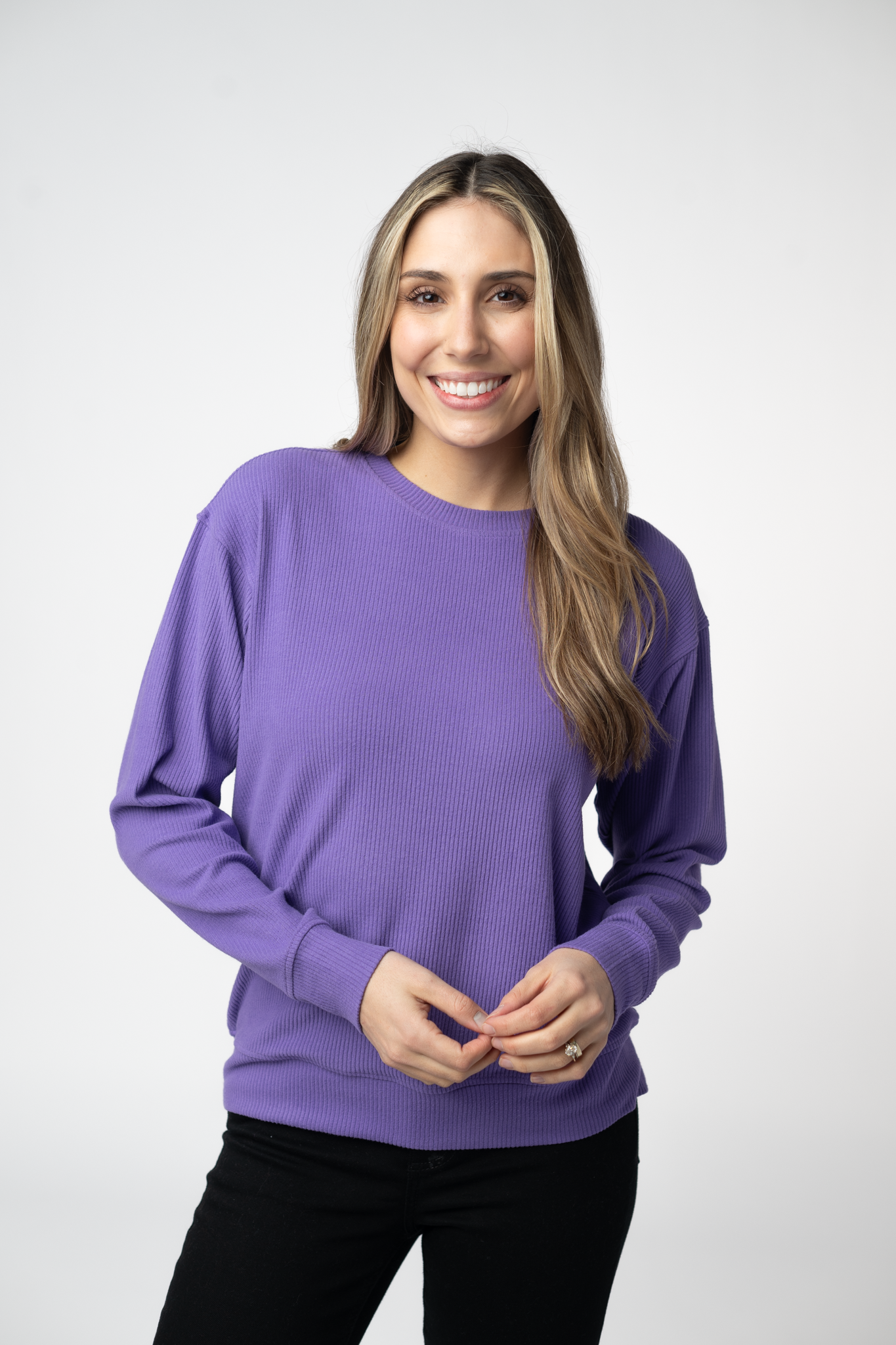 WAREHOUSE ONLY Corrine Ribbed Pullover Top - Purple