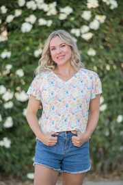 WAREHOUSE ONLY Raelynn V-Neck Top - Petal Gardens FINAL SALE