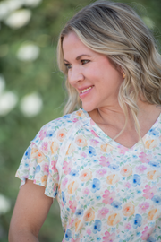 WAREHOUSE ONLY Raelynn V-Neck Top - Petal Gardens FINAL SALE
