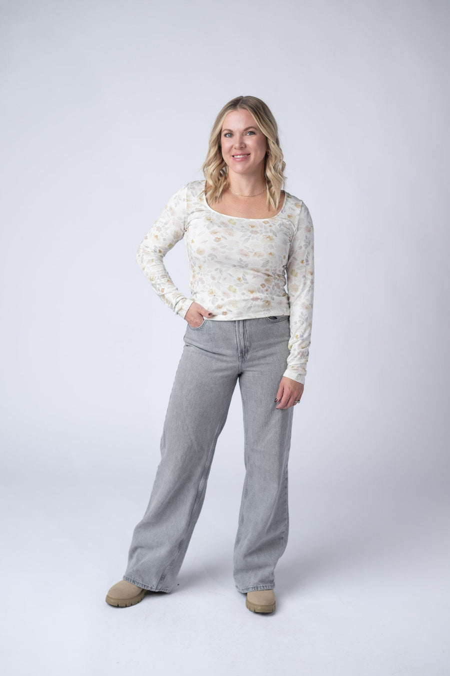 WAREHOUSE Alyssa Long Sleeve Top - Blush Floral