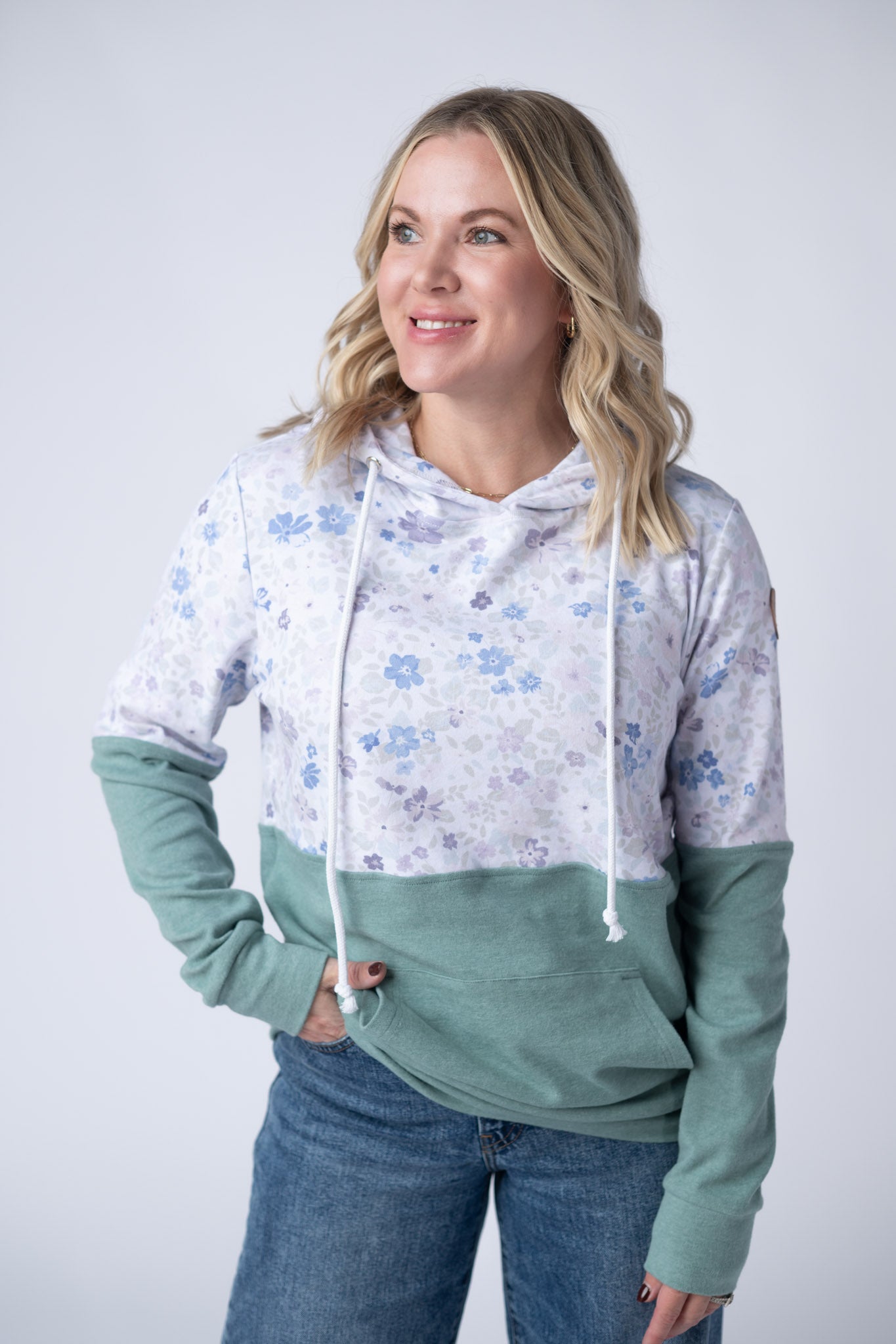 WAREHOUSE Hailey Pullover Hoodie - Spring Meadows and Sage