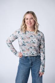 WAREHOUSE Blair Long Sleeve Top - Ditsy Blush Floral