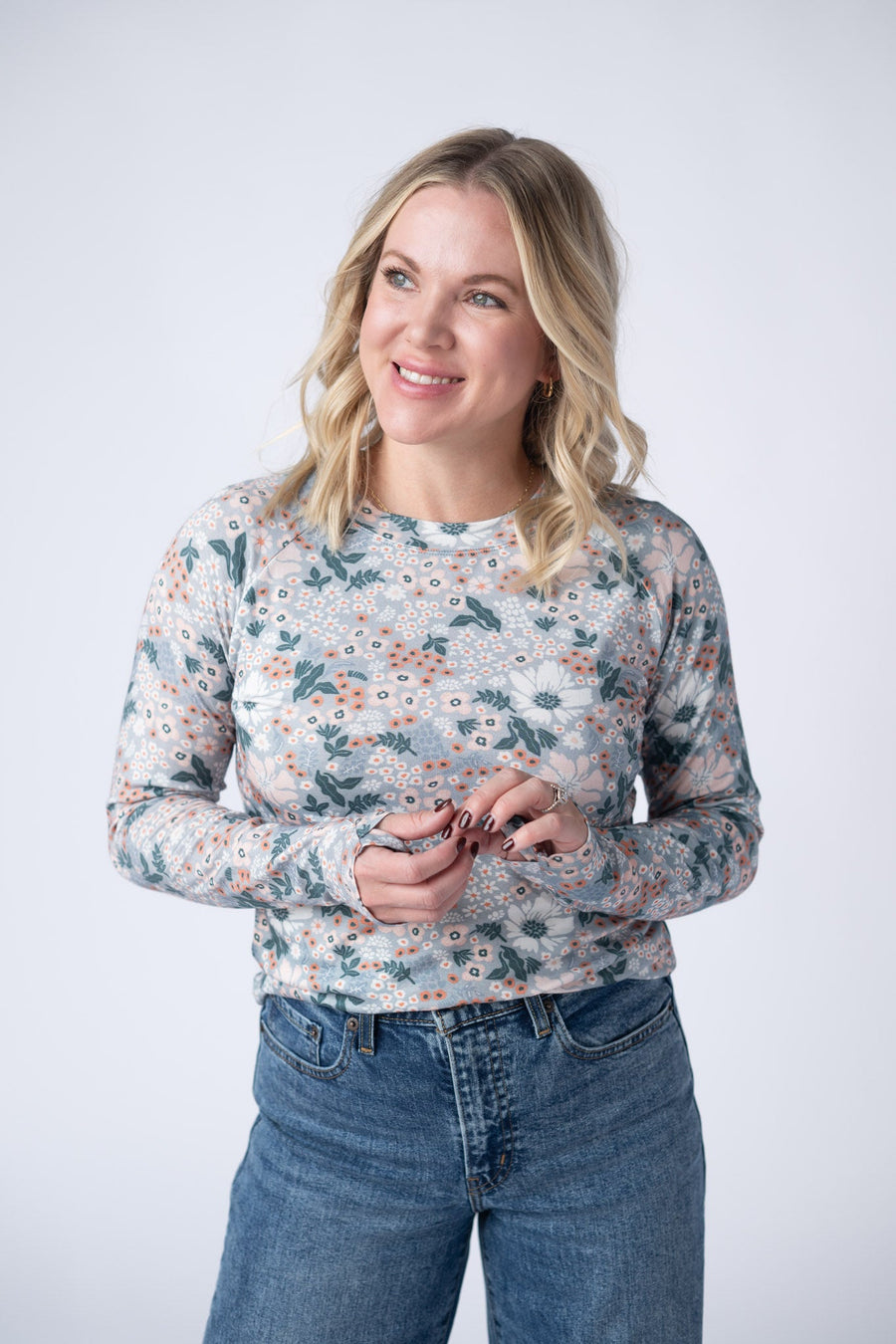 WAREHOUSE Blair Long Sleeve Top - Ditsy Blush Floral