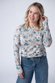 WAREHOUSE Blair Long Sleeve Top - Ditsy Blush Floral