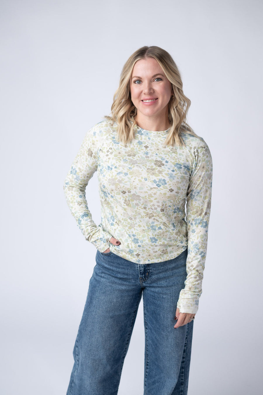 WAREHOUSE Blair Long Sleeve Top - Spring Meadows
