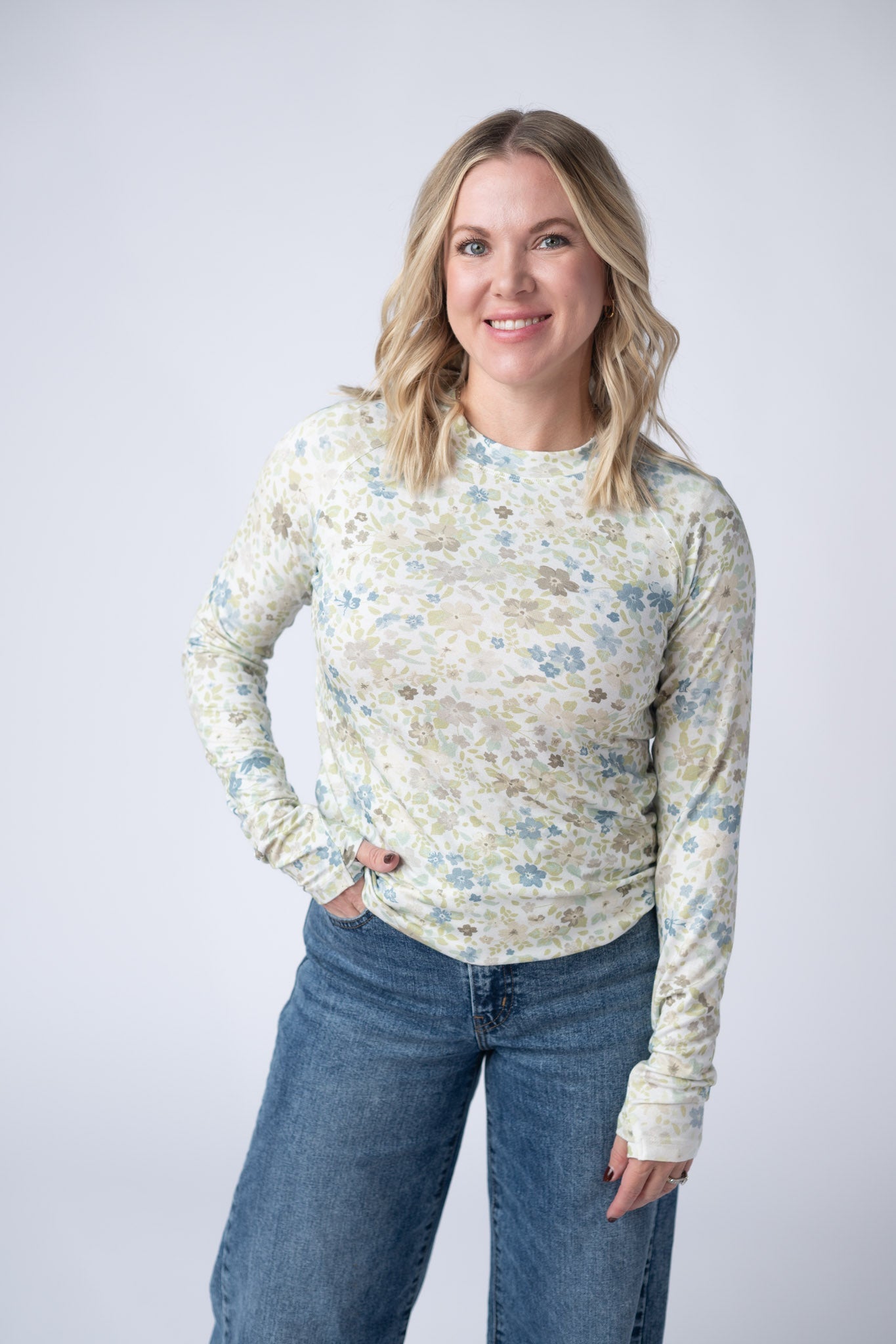 WAREHOUSE Blair Long Sleeve Top - Spring Meadows