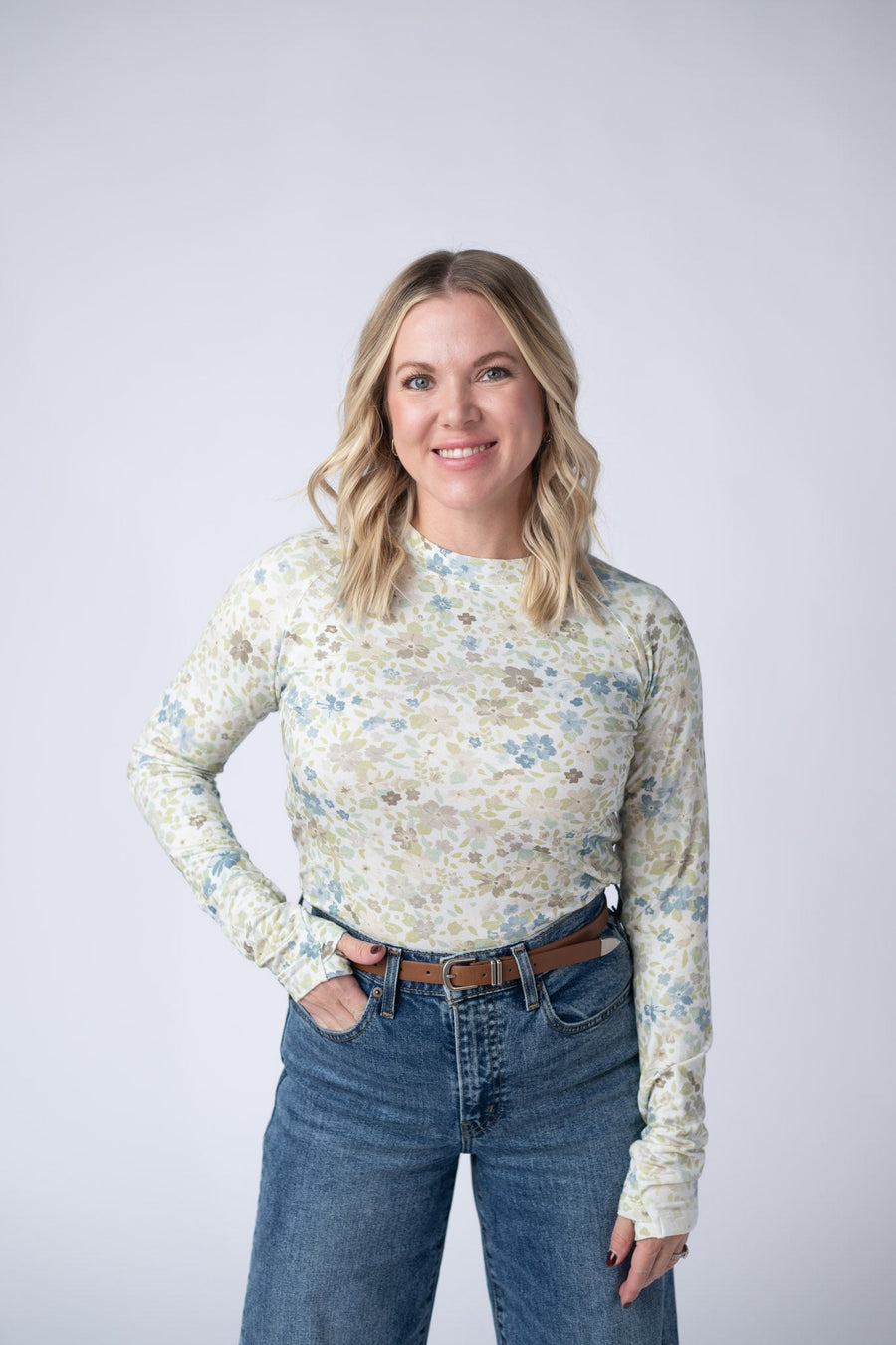 WAREHOUSE Blair Long Sleeve Top - Spring Meadows