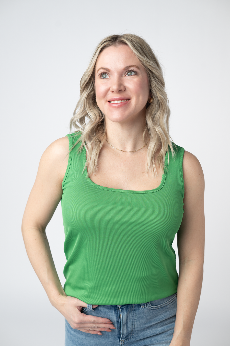 WAREHOUSE ONLY Rachel Ribbed Tank - Kelly Green FINAL SALE