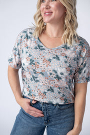 WAREHOUSE Chloe Cozy Tee - Ditsy Blush Floral