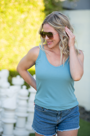 WAREHOUSE ONLY Kennedy Tank - Dusty Blue FINAL SALE