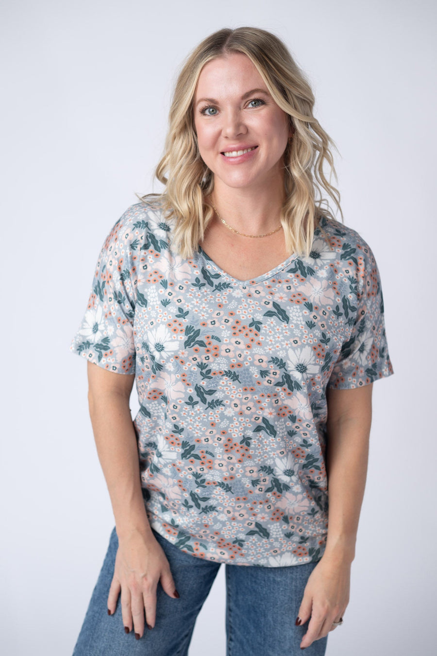 WAREHOUSE Chloe Cozy Tee - Ditsy Blush Floral