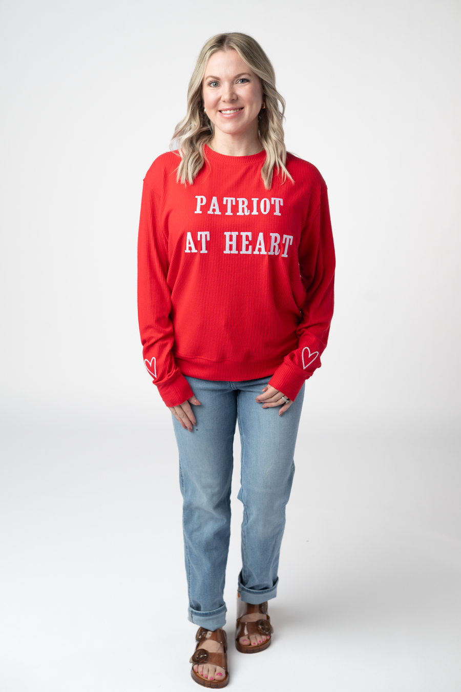 WAREHOUSE ONLY Corrine Embroidered Pullover Top - Patriot at Heart FINAL SALE
