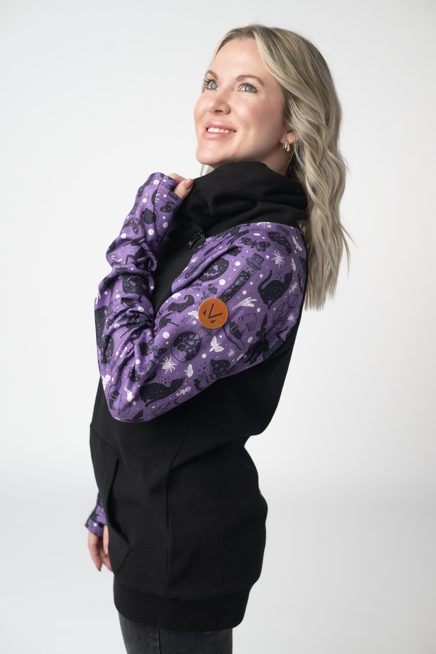 WAREHOUSE ONLY Zoey ZipCowl Sweatshirt - I Put A Spell On You and Black