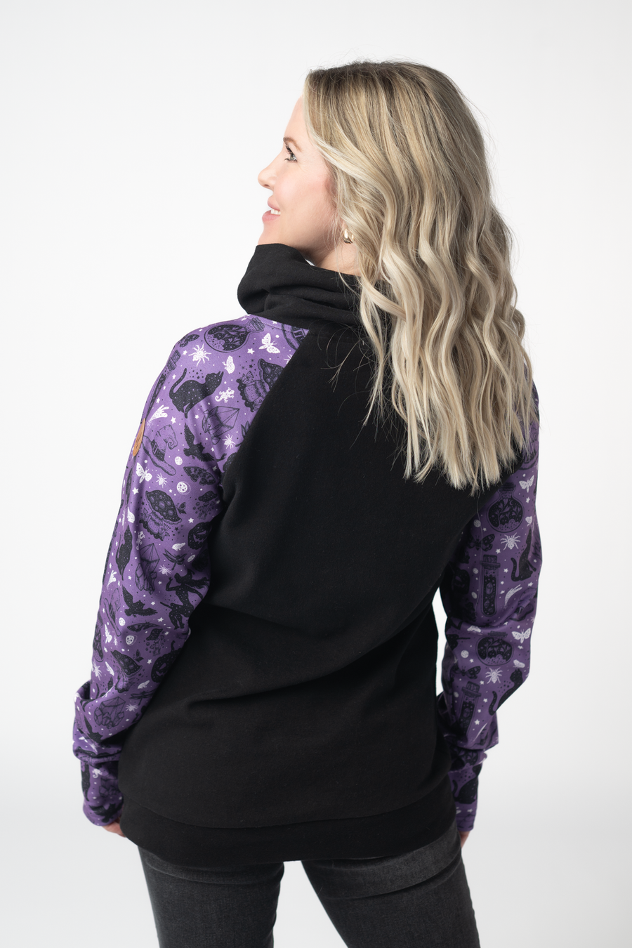 WAREHOUSE ONLY Zoey ZipCowl Sweatshirt - I Put A Spell On You and Black