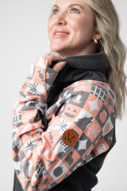 WAREHOUSE ONLY Zoey ZipCowl Sweatshirt -Trick-or-Treat Checkered and Charcoal