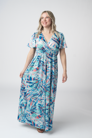 WAREHOUSE ONLY Millie Maxi Dress - Abstract Aqua Breeze FINAL SALE