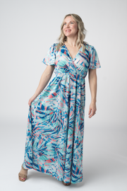 WAREHOUSE ONLY Millie Maxi Dress - Abstract Aqua Breeze FINAL SALE