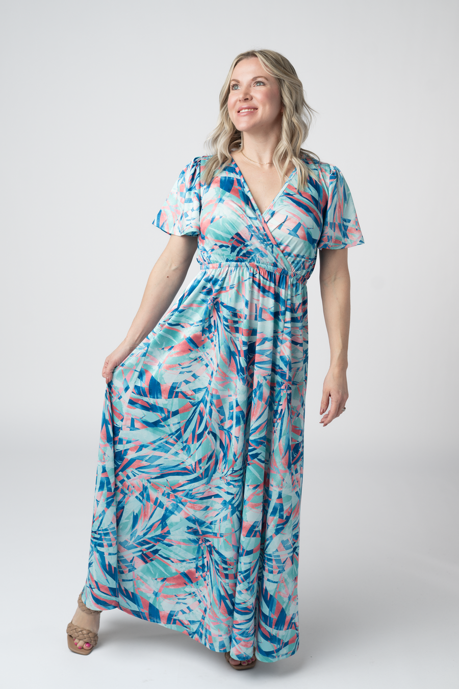 WAREHOUSE ONLY Millie Maxi Dress - Abstract Aqua Breeze FINAL SALE