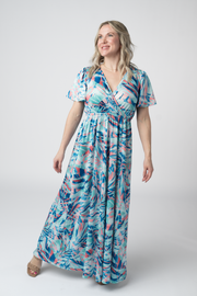 WAREHOUSE ONLY Millie Maxi Dress - Abstract Aqua Breeze FINAL SALE