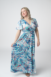WAREHOUSE ONLY Millie Maxi Dress - Abstract Aqua Breeze FINAL SALE