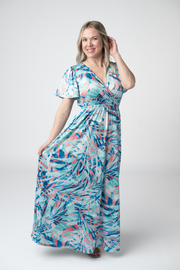 WAREHOUSE ONLY Millie Maxi Dress - Abstract Aqua Breeze FINAL SALE