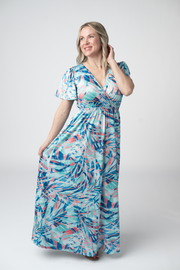 WAREHOUSE ONLY Millie Maxi Dress - Abstract Aqua Breeze FINAL SALE