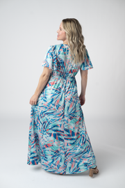WAREHOUSE ONLY Millie Maxi Dress - Abstract Aqua Breeze FINAL SALE