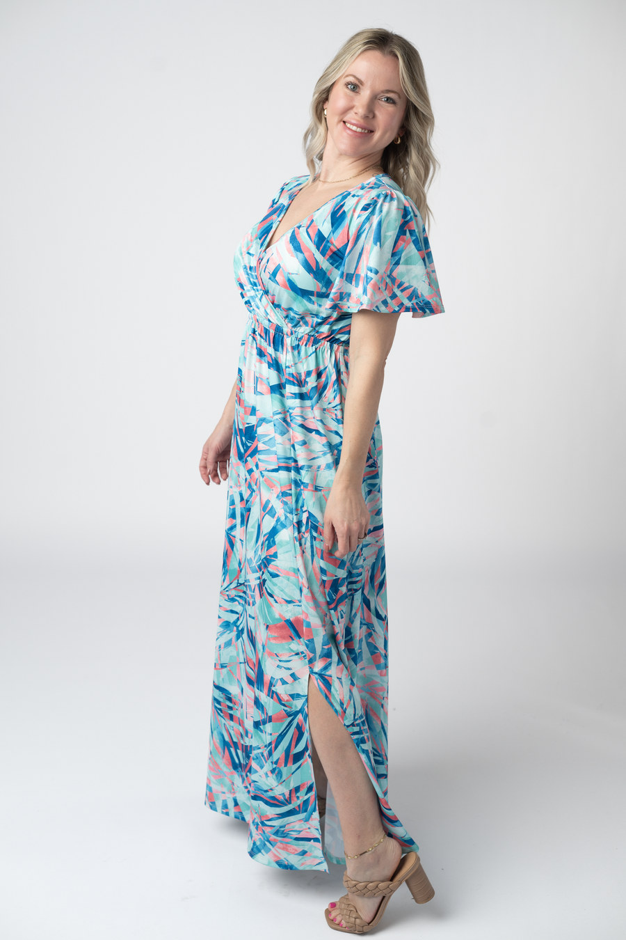WAREHOUSE ONLY Millie Maxi Dress - Abstract Aqua Breeze FINAL SALE