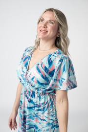 WAREHOUSE ONLY Millie Maxi Dress - Abstract Aqua Breeze FINAL SALE