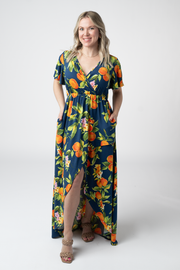 WAREHOUSE ONLY Harley High-Low Dress - Navy Citrus FINAL SALE