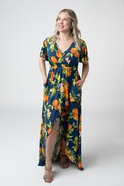 WAREHOUSE ONLY Harley High-Low Dress - Navy Citrus FINAL SALE