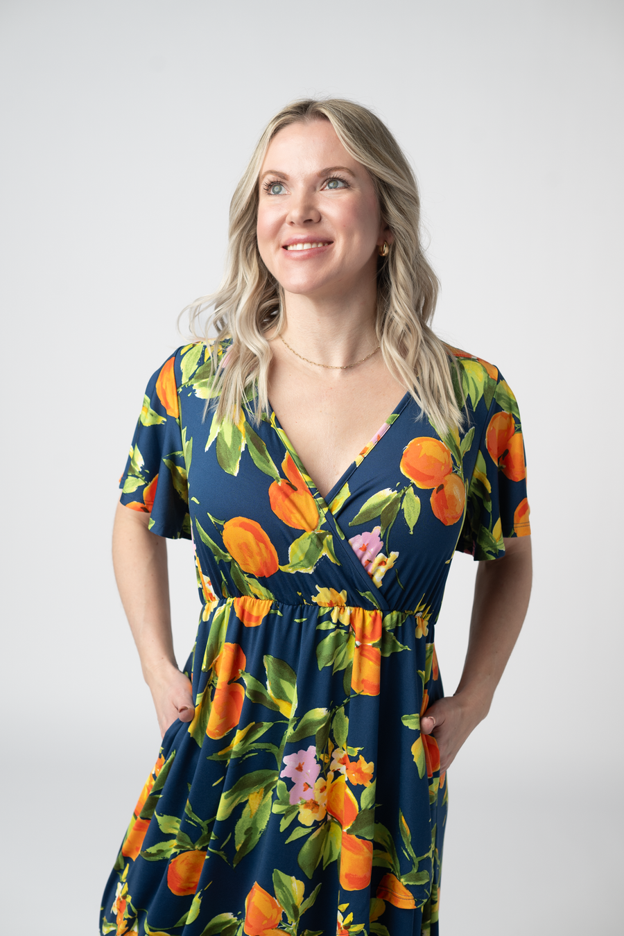 WAREHOUSE ONLY Harley High-Low Dress - Navy Citrus FINAL SALE