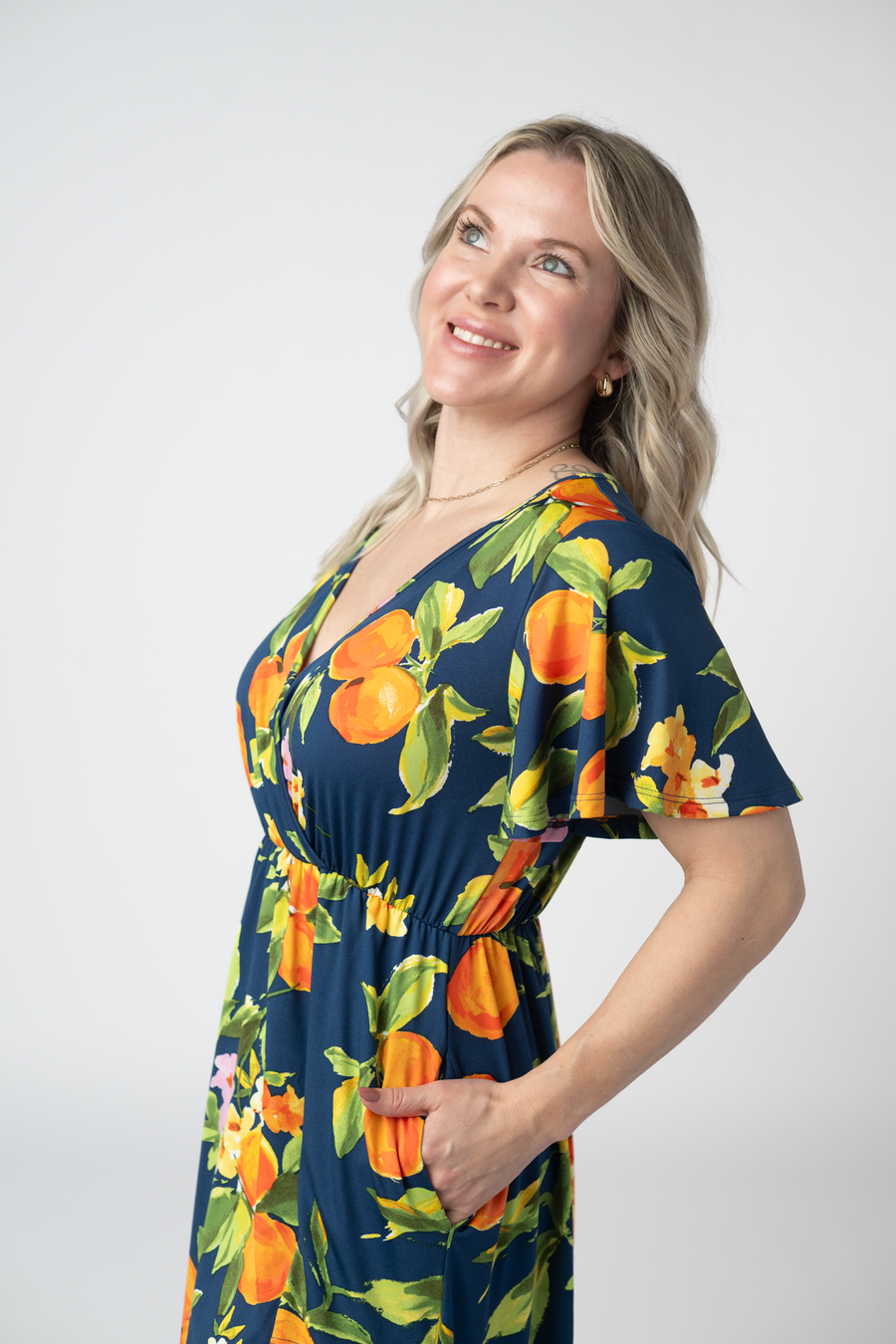 WAREHOUSE ONLY Harley High-Low Dress - Navy Citrus FINAL SALE