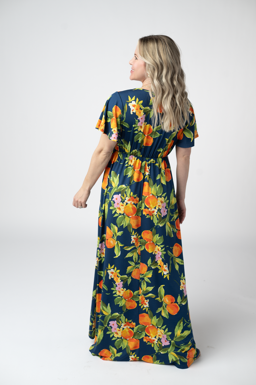 WAREHOUSE ONLY Harley High-Low Dress - Navy Citrus FINAL SALE