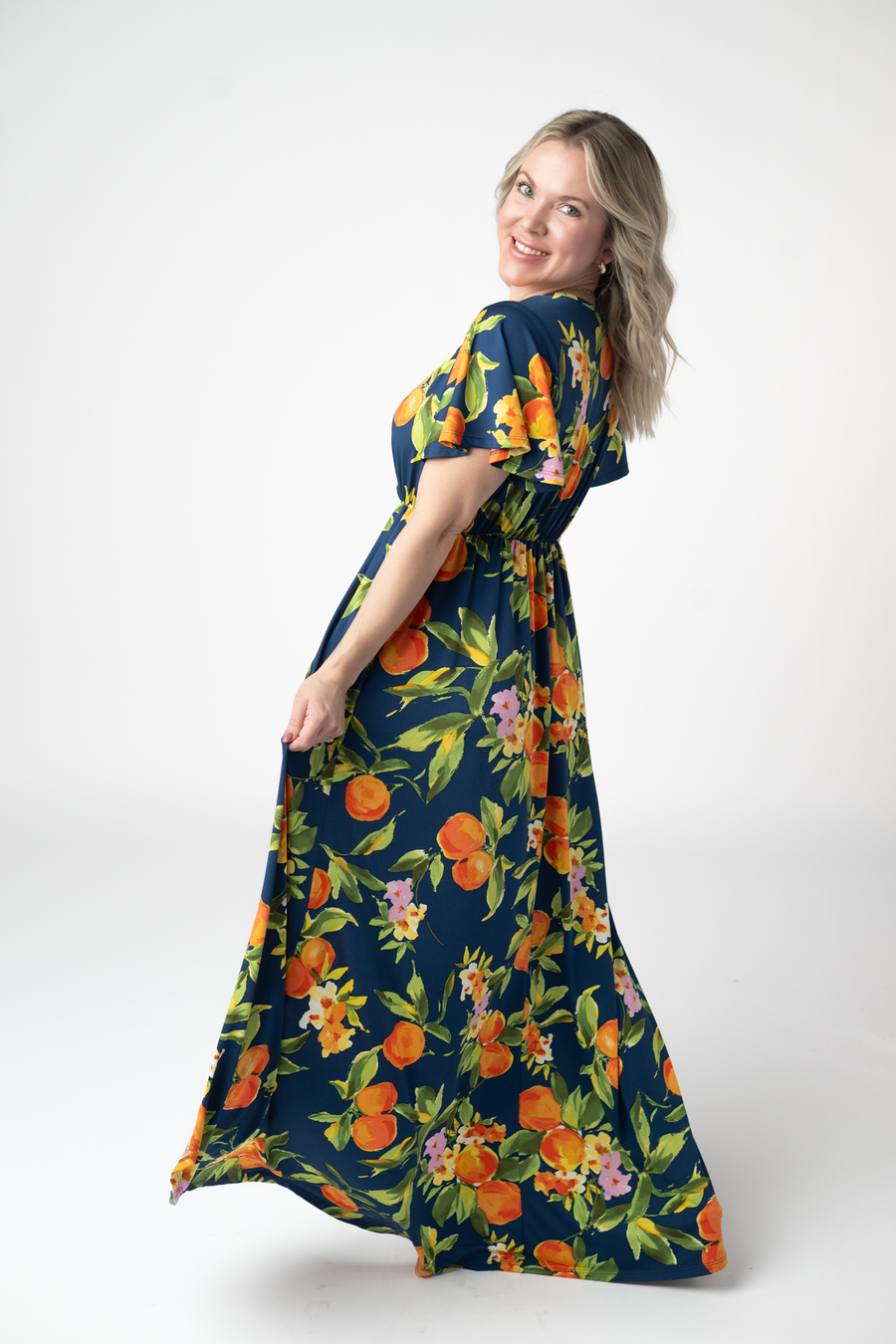 WAREHOUSE ONLY Harley High-Low Dress - Navy Citrus FINAL SALE