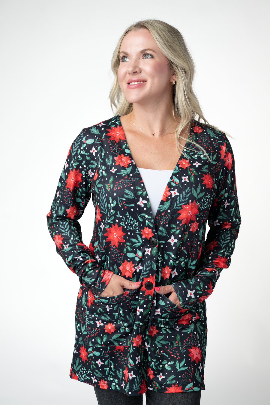 WAREHOUSE ONLY Cori Cardigan - Poinsettia Nights