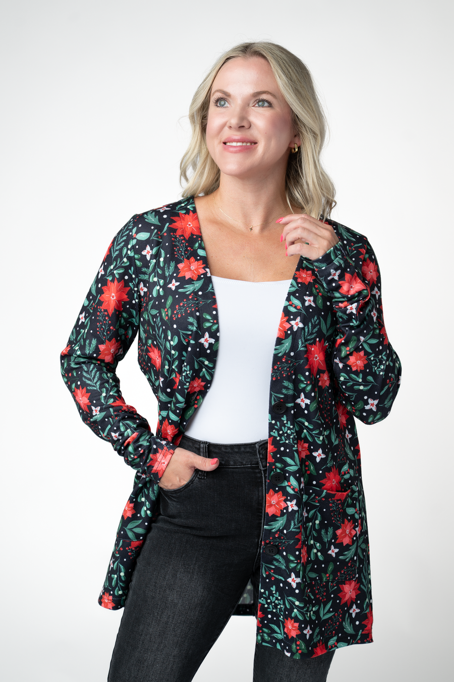 WAREHOUSE ONLY Cori Cardigan - Poinsettia Nights