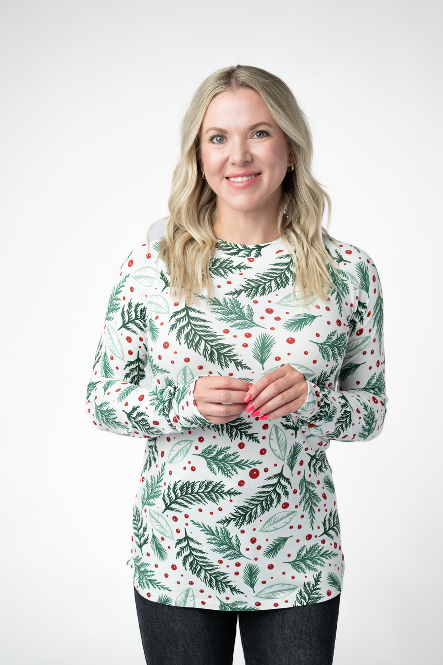 WAREHOUSE ONLY Blair Long Sleeve Top - Berry + Pine
