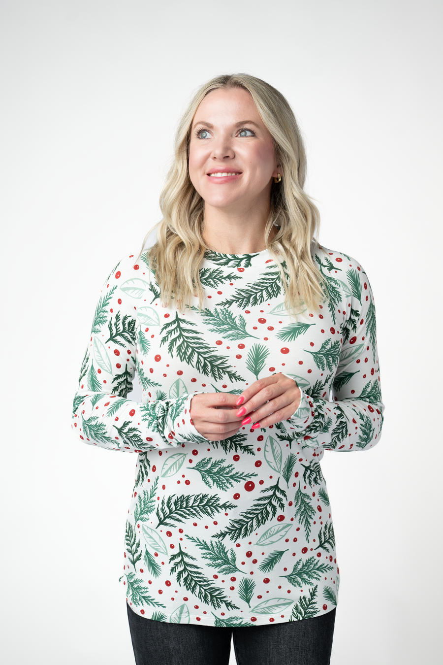 WAREHOUSE ONLY Blair Long Sleeve Top - Berry + Pine