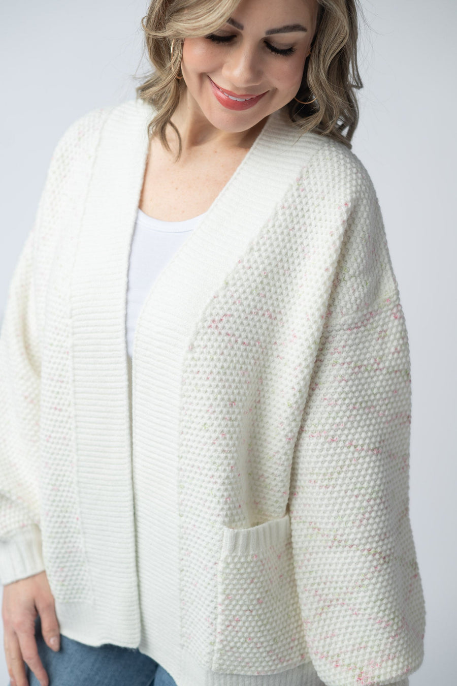 WAREHOUSE Kinsley Cardigan - Pink and Green Mix