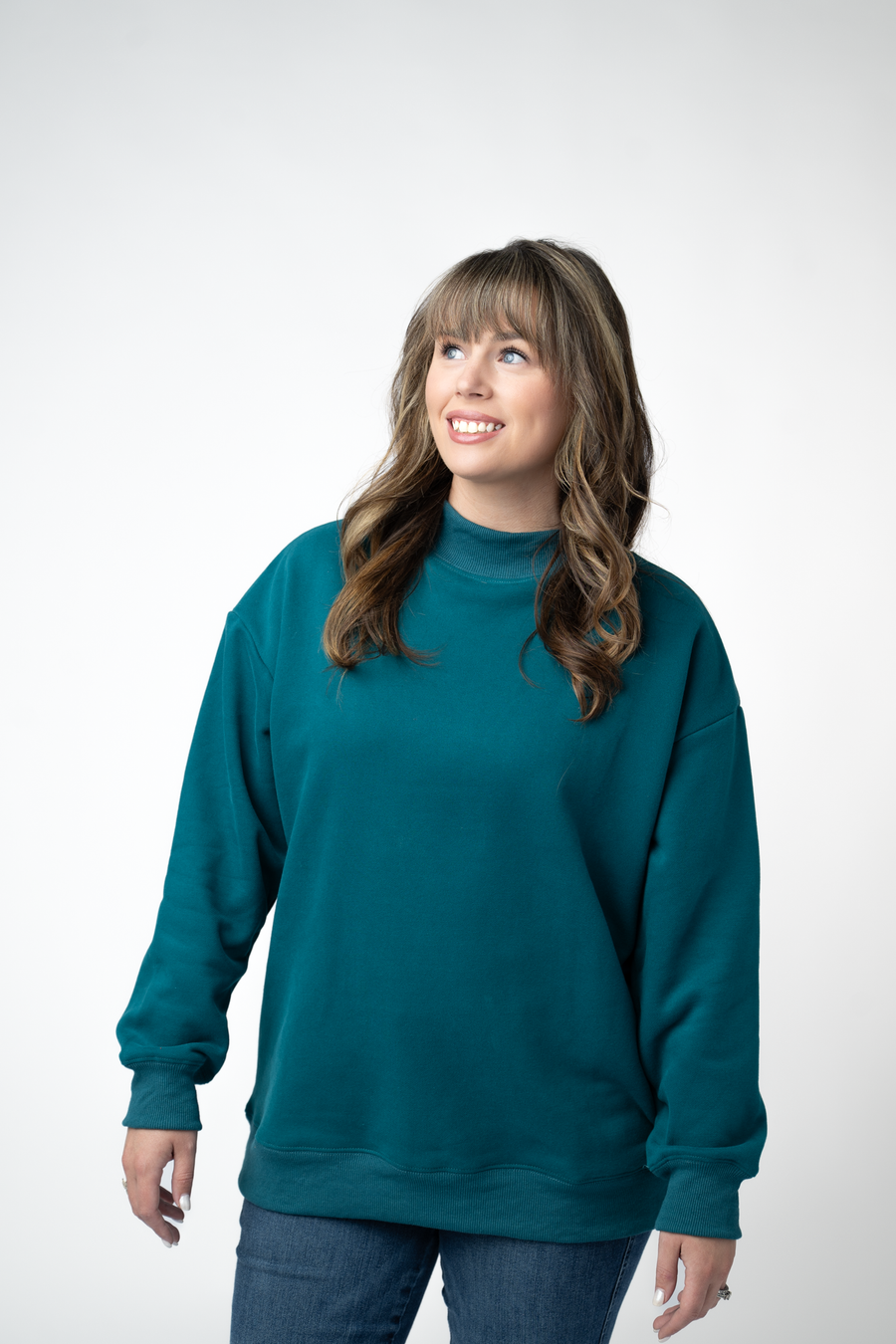 WAREHOUSE ONLY Marley Mock Neck Sweatshirt - Teal