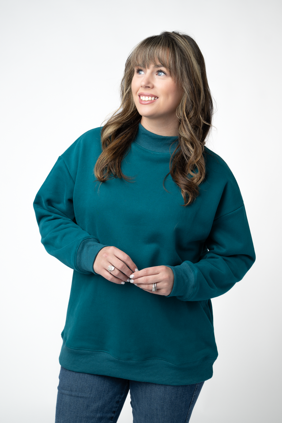 WAREHOUSE ONLY Marley Mock Neck Sweatshirt - Teal