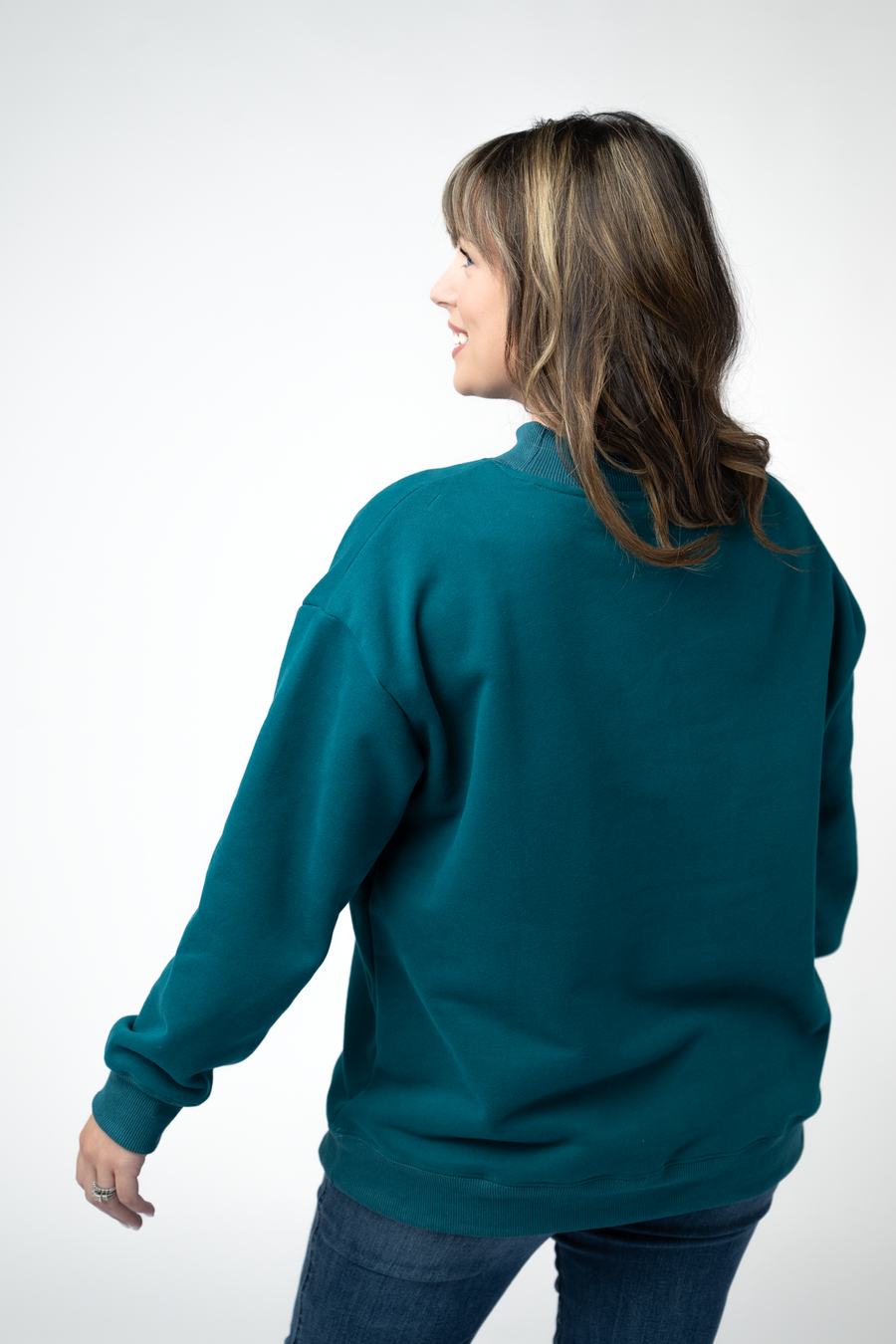 WAREHOUSE ONLY Marley Mock Neck Sweatshirt - Teal