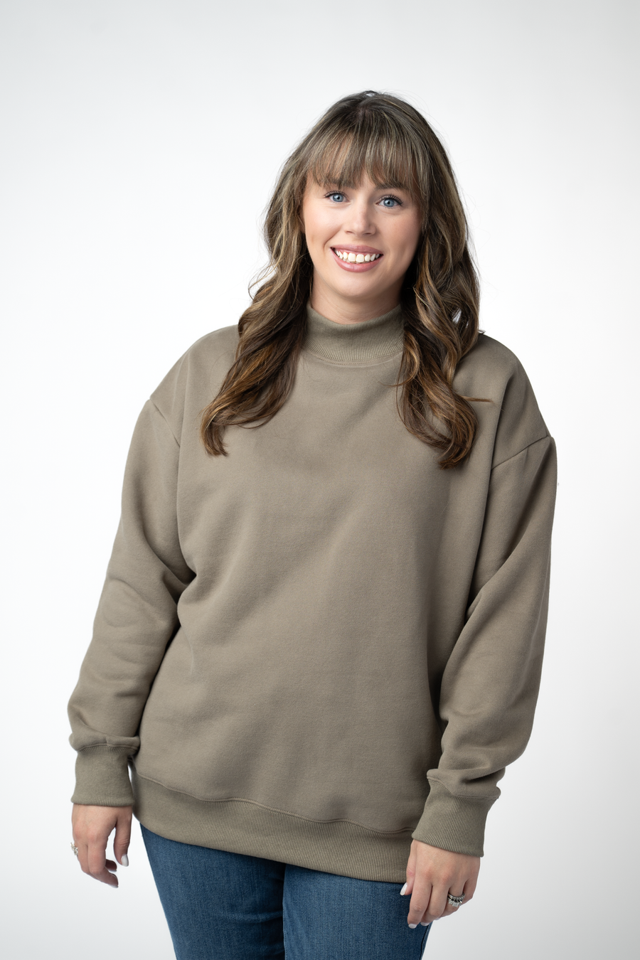 WAREHOUSE ONLY Marley Mock Neck Sweatshirt - Taupe