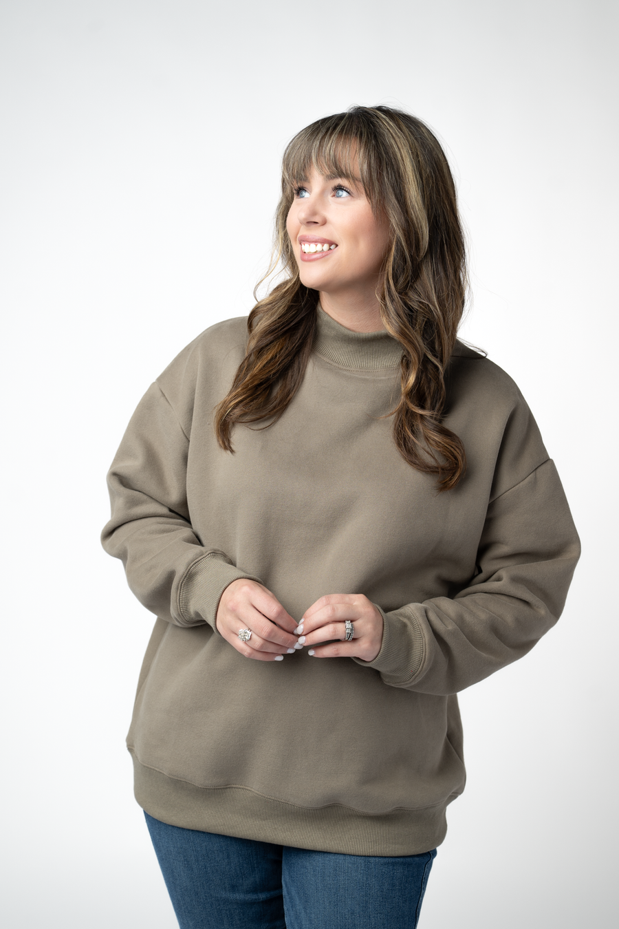 WAREHOUSE ONLY Marley Mock Neck Sweatshirt - Taupe