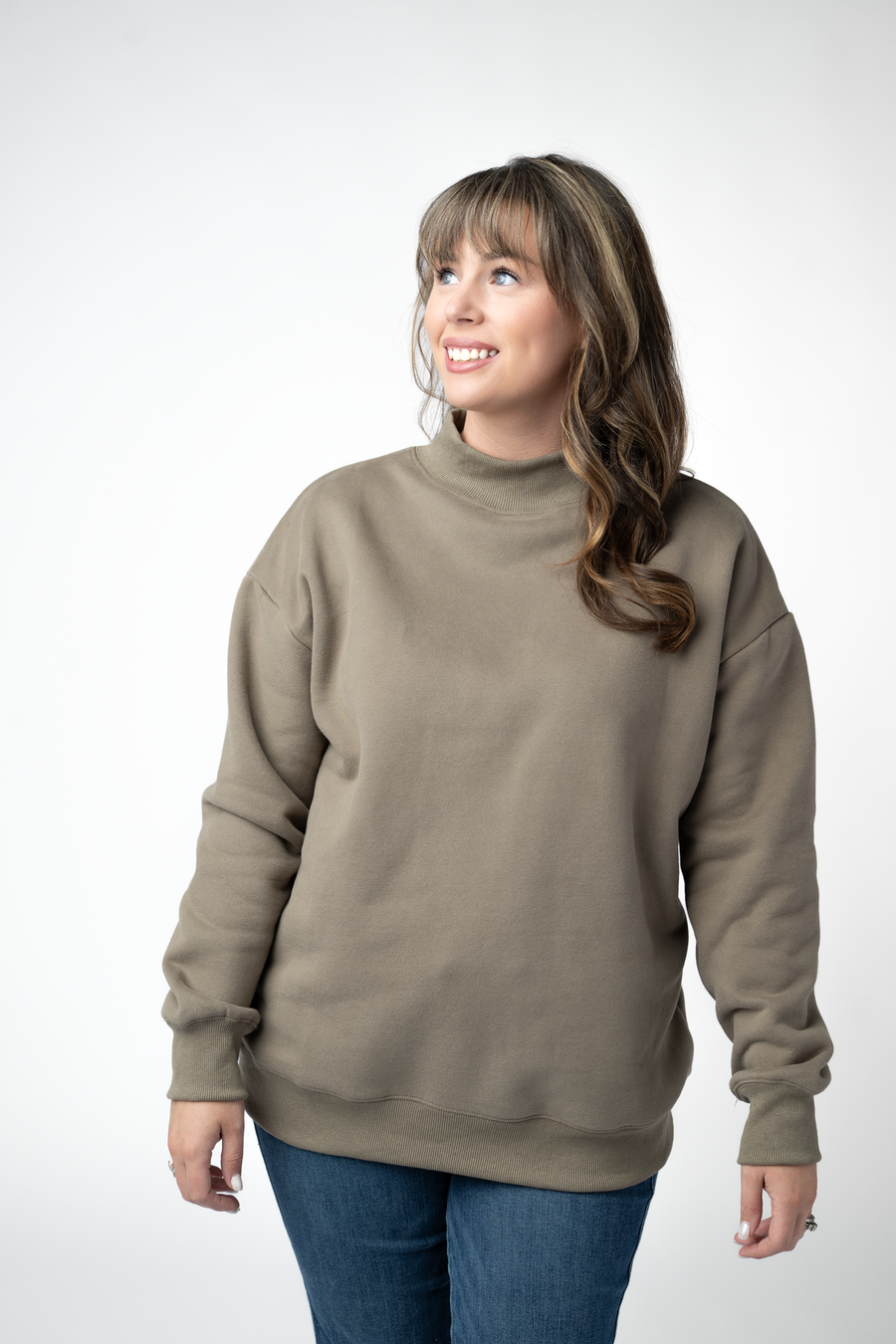 WAREHOUSE ONLY Marley Mock Neck Sweatshirt - Taupe