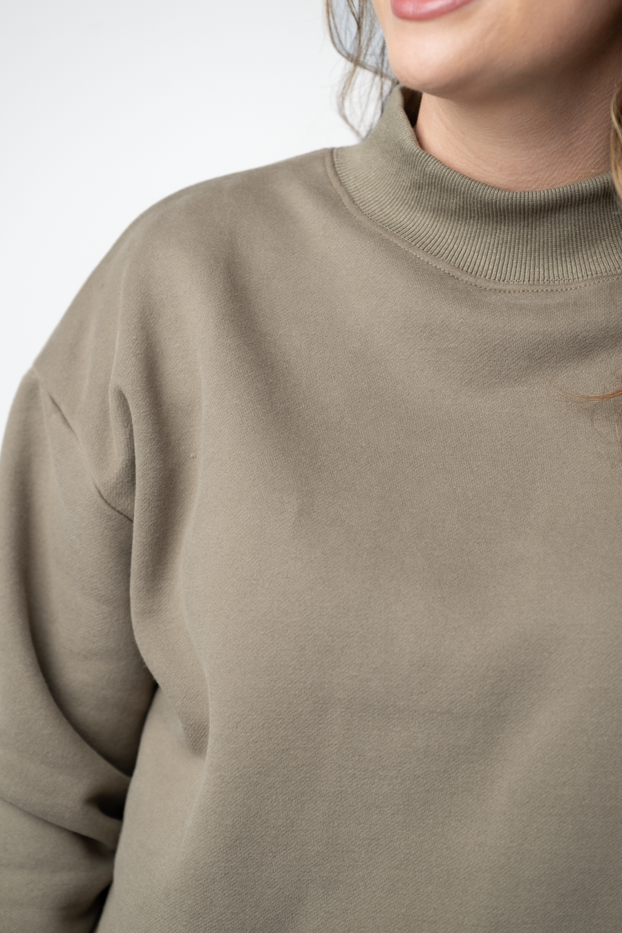 WAREHOUSE ONLY Marley Mock Neck Sweatshirt - Taupe