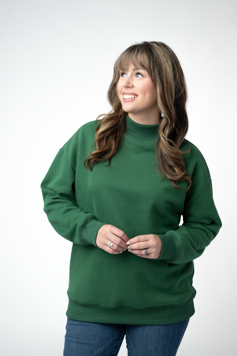WAREHOUSE ONLY Marley Mock Neck Sweatshirt - Forest Green