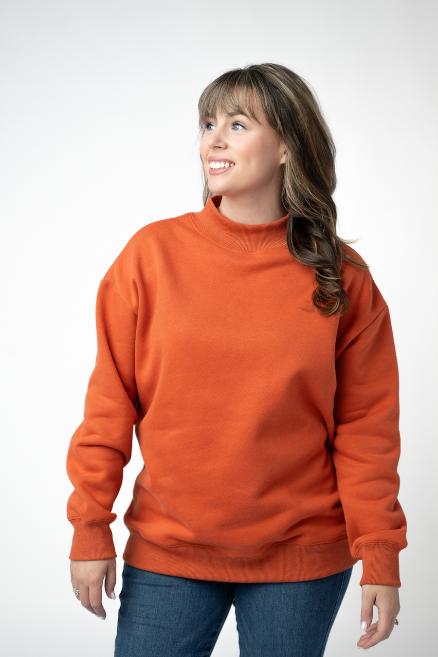 WAREHOUSE ONLY Marley Mock Neck Sweatshirt - Pumpkin