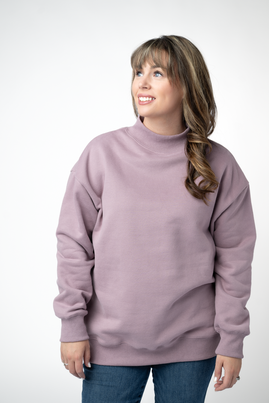 WAREHOUSE ONLY Marley Mock Neck Sweatshirt - Mauve